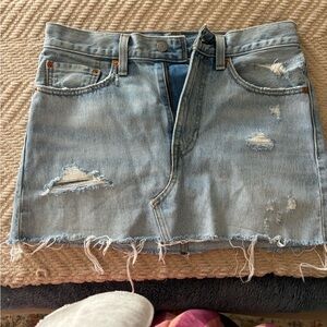 Levi's Light Blue Distressed Mini Skirt